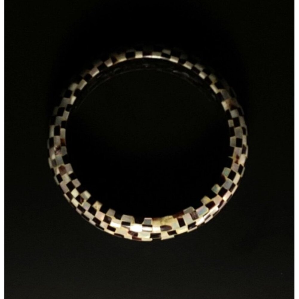 Checkered Mother Of Pearl Mosaic Bangle Bracelet Handcrafted Artisan Jewelry - Picture 9 of 9